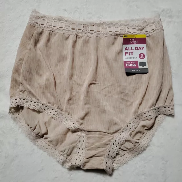 Olga Secret Hugs Brief Size 6 MD Beige 873J3 #P25