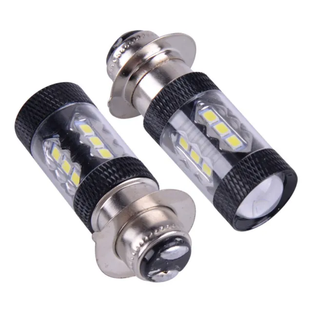 2X P15D Motorcycle Scooter ATV LED Headlight Fog Light Lamp Bulb Projector 12V