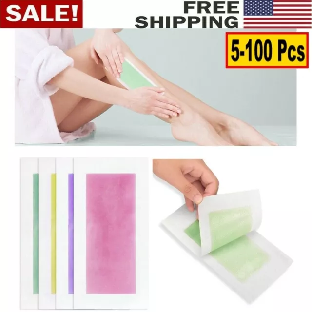 5-100 Hair Removal Paper Double Sided Cold Wax Strips Body Depilatory Patch Skin