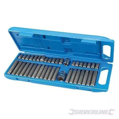 Coffret de 40 embouts de vissage en Torx, 6 pans et SPline - SILVERLINE