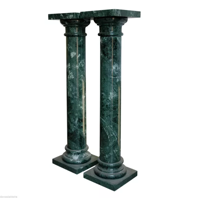 Colonna in Marmo Verde Alpi Green Classin Old Marble Column Made in Italy H100cm