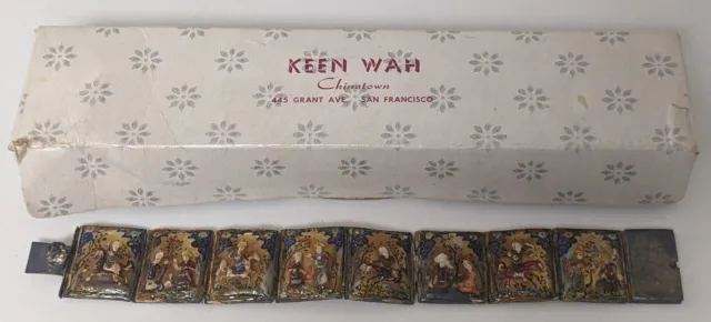 Vintage Asian 3D Story 8 Panel Bracelet Keen Wah Chinatown San Francisco