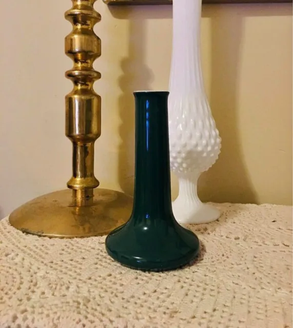 Vintage 8"H Green Hall USA Ceramic Bud Vase Mid Century Marked 631 1/2