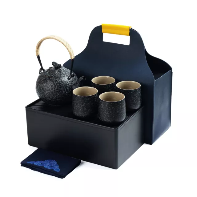 TEANAGOO Portable Japanese Tea Set, Charcoal Grey Travel Porcelain Tea Set, 1...