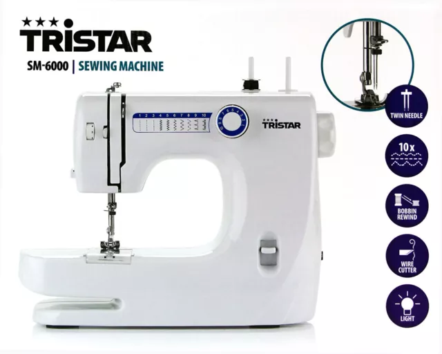 Tristar Nähmaschine weiß 10 vorprogrammierte Stichmuster SM-6000