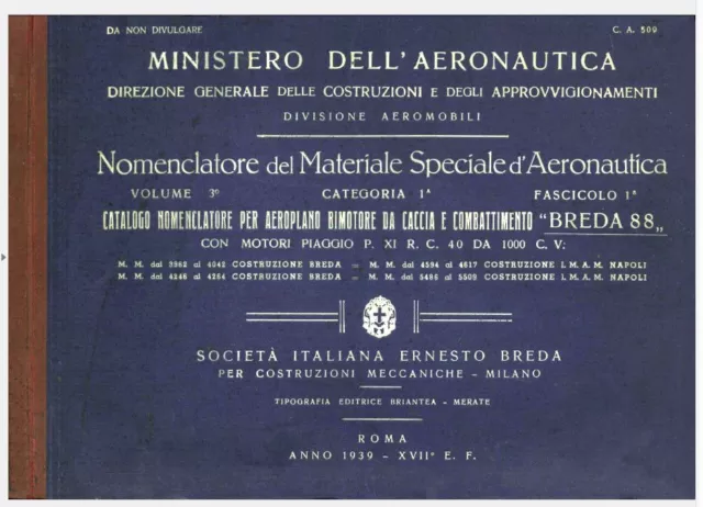 BREDA 88 LINCE 1939 CA509 AIRCRAFT AVIAZIONE REGIA AERONAUTICA Nomencla DVD