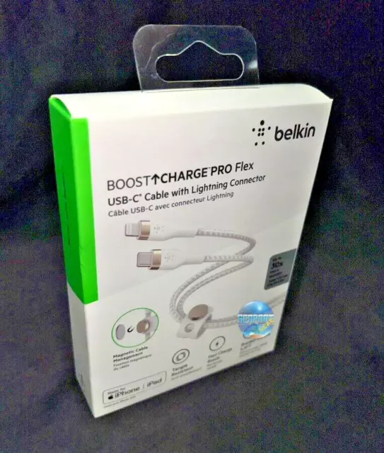 Belkin BoostCharge PRO Flex USB-C Cable with Lightning Connector - White