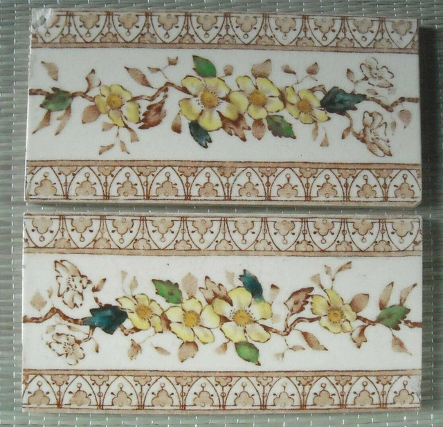 Antique Boote - Transfer - Art Nouveau Majolica 2 Border Tiles C1900