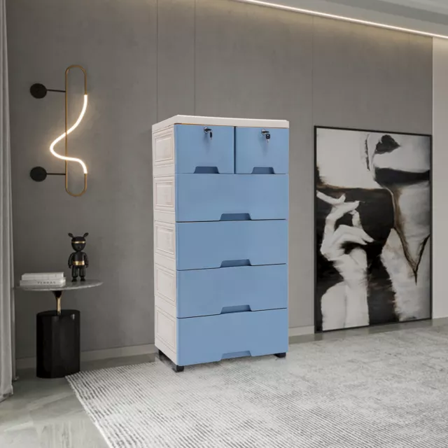 Plastic Drawers Dresser Storage Cabinet with Lock Bedroom Tower Organizer 40"H
