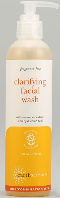 Lavado facial clarificador sin fragancias de Earth Science, 8 oz