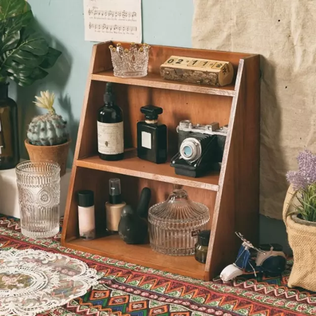 Support d'étagère à cosmétiques, support de rangement en bois pour bureau et