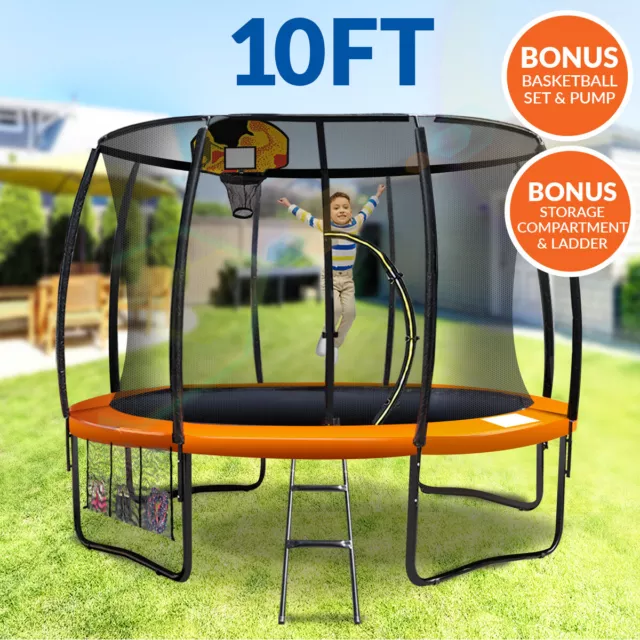 10ft Trampoline Free Ladder Spring Net Safety Pad Cover Round Basketball Set