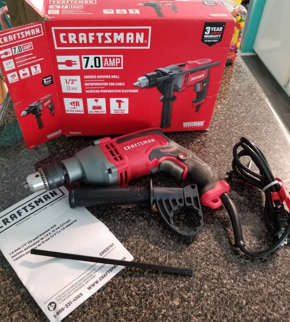 CRAFTSMAN CORDED HAMMER Drill 1/2" 7 Amp LockOn Trigger Cmed741 12.50