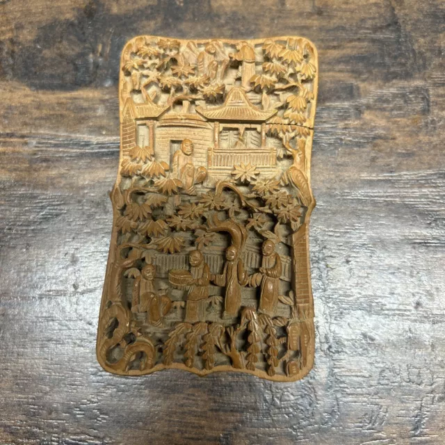 Antique Chinese Carved Canton Card Case - Late 19th Century - Qing Dynasty -