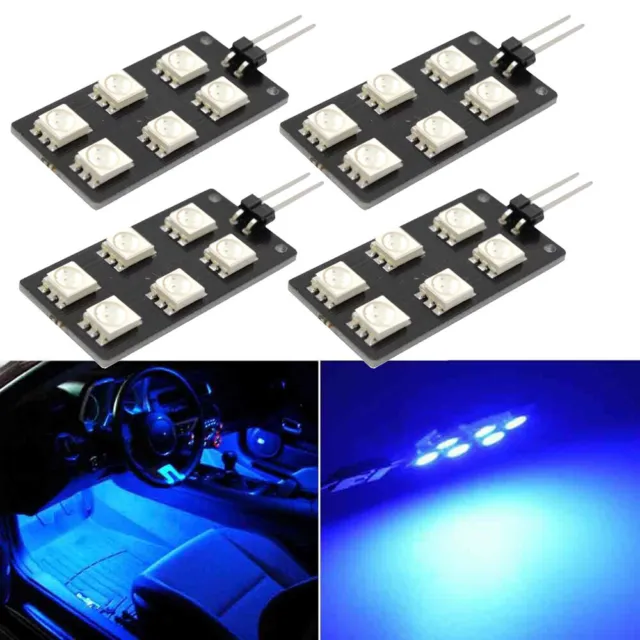 4Pcs Blue 6-SMD LED Car Interior Indoor Lights Footwell Lights Bulbs Accessories
