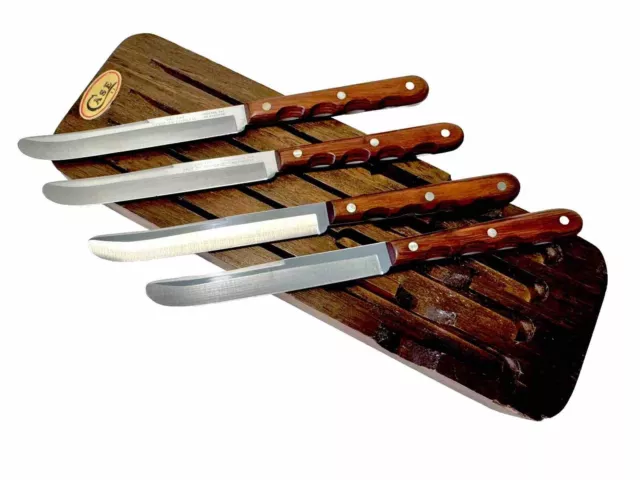 Case XX Cap 254 Stainless 4 Pc Russel Line Steak Knives In Wood Case 2147079