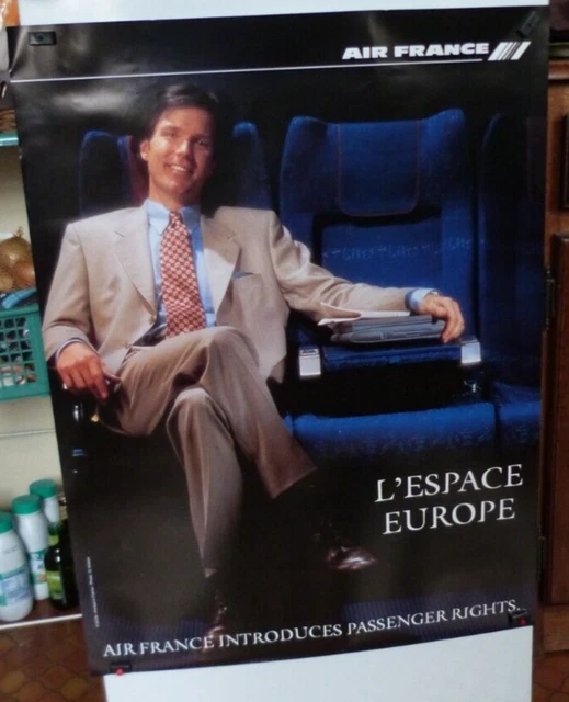 1995 Affiche Air France, L'espace Europe, Avion, Aviation
