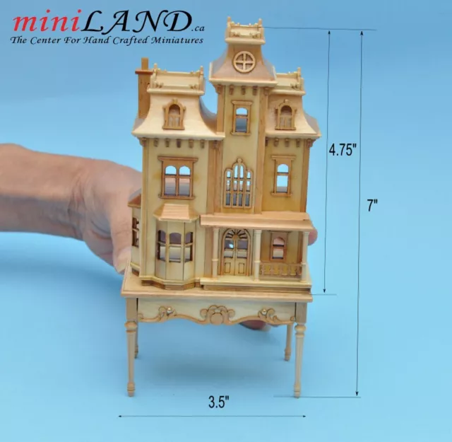 mini Victorian DOLLHOUSE FOR 1:12 DOLLHOUSE TABLE UNFINISHED  1:144 wood quality