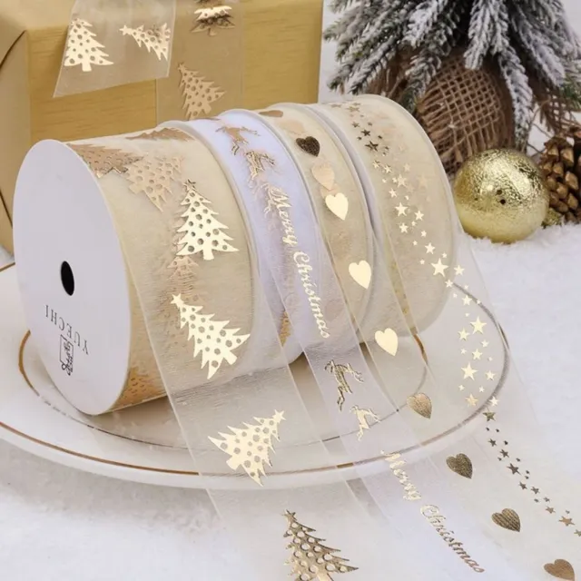 Organza Gold Heart Sheer Ribbon Thin Christmas Gift Wrapping Ribbon