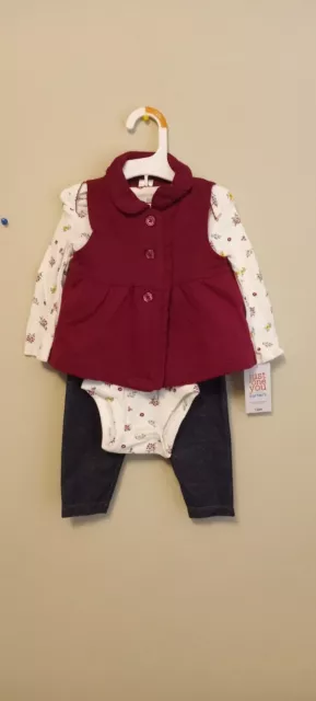 Just one you made by carter’s baby girls outfit 3 piece set size NB. NWT