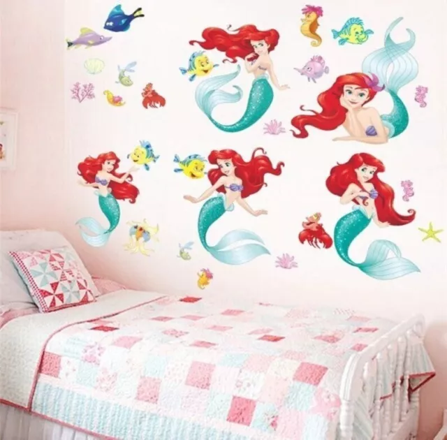 Disney Little Mermaid Ariel 3D Vinyl Wall Stickers Decal Kids Bedroom Decor