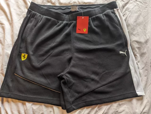 Shorts Mens, Puma Ferrari Race Track Short, black with White Stripe