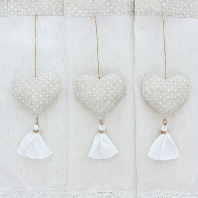 Salvare Set 2x Fenstervorhang " Pendaglio a Cuore " Finestra Decorazione Look 2