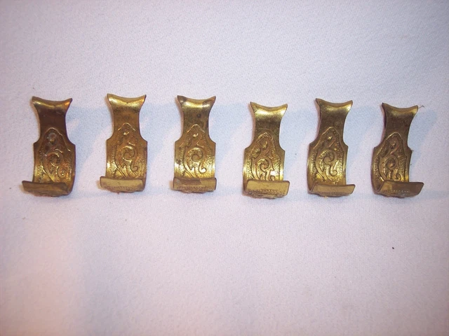 Lot Vintage Antique Picture Rail Hanging Hooks Non Metallic Brass Very Ornate