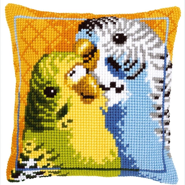 "Vervaco BUDGERIGARS / WÄSCHEN klobiger Kreuzstich Kissen vorne Kit 16"" x 16"