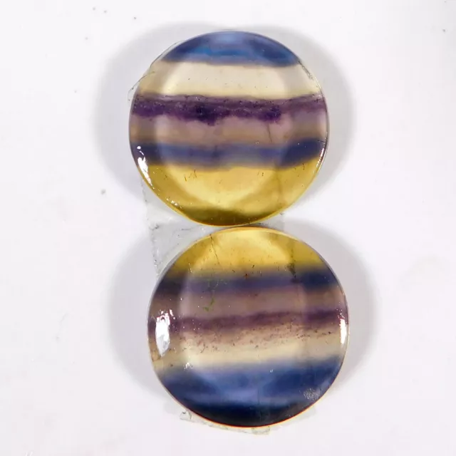 Naturel Marvelous Arc-en-Ciel Fluorine Paire 31.70Cts. Rond Cabochon Libre Gemme