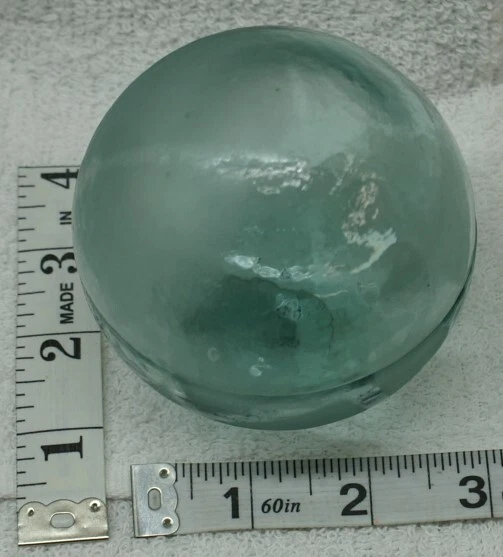 SN355 Authentic Japanese Glass Fishing Float Very Light Blue Green 3 1/4"