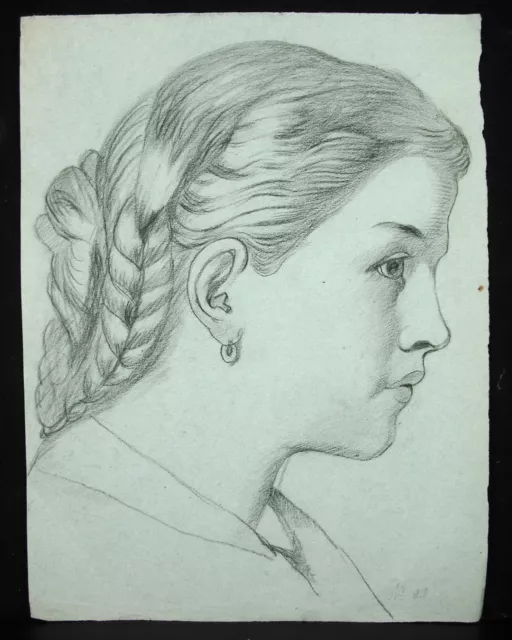 Etude De Cara Retrato a Lápiz Dibujo Original Aprox. 1900 O antes Anonymous