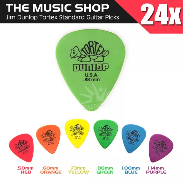 24 X AU Jim Dunlop Tortex Standard Mixed Gauges Guitar Picks Plectrums Starter