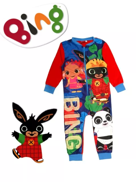 Boys Bing 1Onesie Rabbit One Piece All In 1 Micro Fleece Pyjamas 2-6 Years