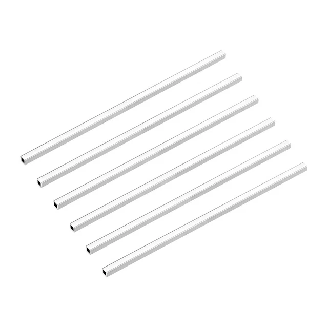 6063 Alluminio Rettilinea Tubo Quadrato 6mmx6mmx1mm 200mm Lunghezza 6pz