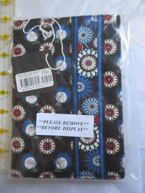 Vera Bradley NIGHT OWL Book Cover New NIP/WT Flowers/Owls Blue/White/Red/Black