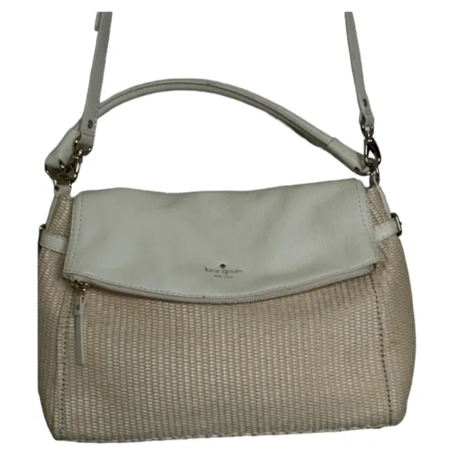 Kate Spade New York Cobble Hill Little Minka Straw Rattan Weave Handbag Cream