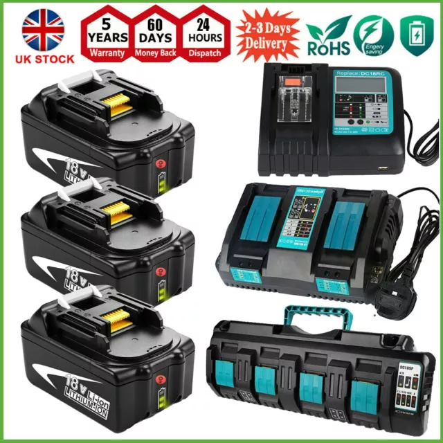 For Genuine Makita Battery 18V 6Ah BL1860B BL1850B BL1815 N LXT Fast Charger Set