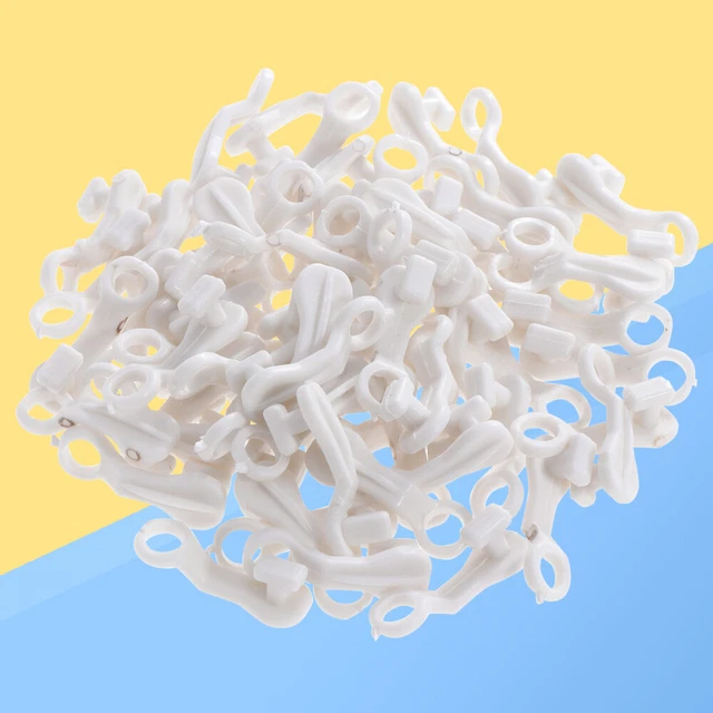110 Ganci Per Tende Scorrevoli - In Plastica Bianca, 26 Mm, Per Binari, Facili Da Installare - Foto 4
