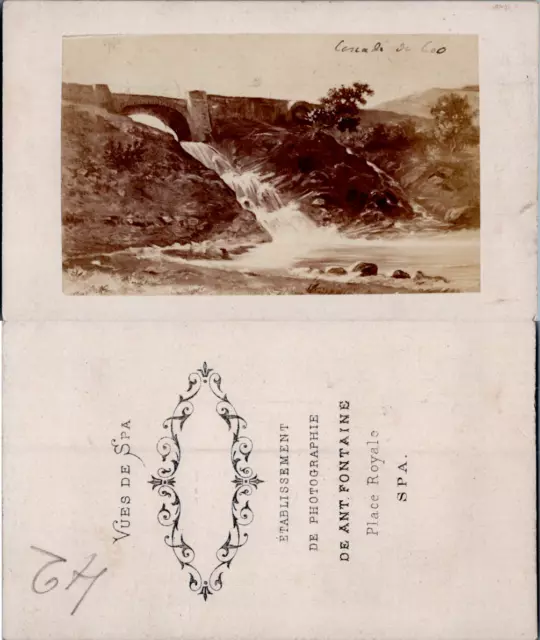 Belgique, Stavelot, Cascade de Coo, circa 1870 CDV vintage albumen - Antoine Fon