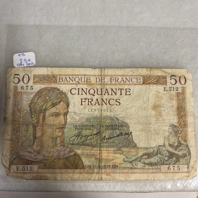 Ancien  Billet 50  Frs  Ceres   21/02/1935 Gh- E. 512- B !