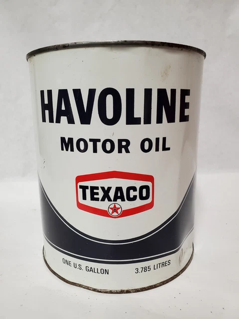 Texaco Havoline Motor Oil Can 1 Gallon Vintage Advertising Empty 1971 Original
