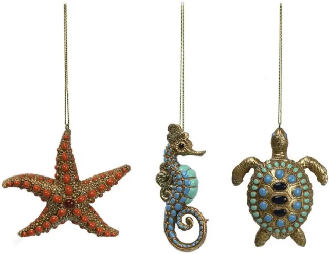 Comfy Hour Under The Sea Collection Set of 3 Resin Ocean Wild Animal Seahorse