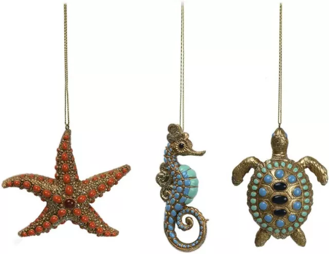 Comfy Hour Under The Sea Collection Set of 3 Resin Ocean Wild Animal Seahorse
