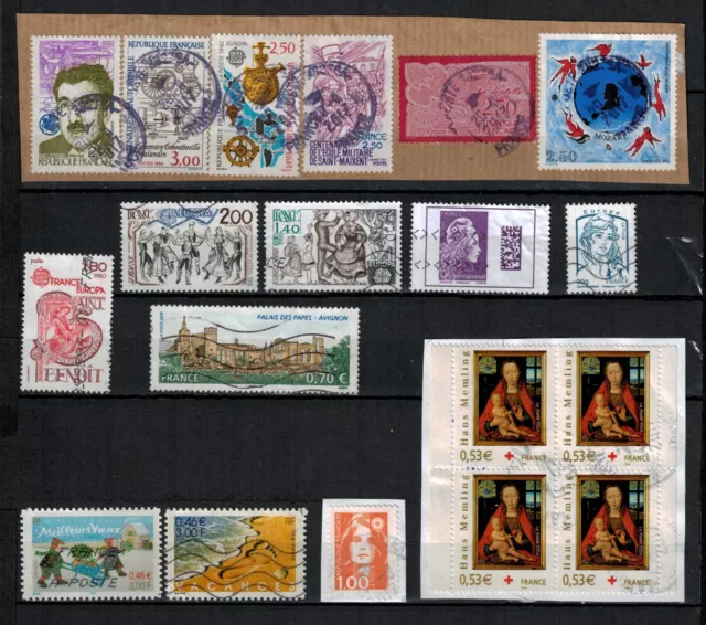 Frankreich, France, Lot gestempelten Briefmarken, auf Papier und ohne