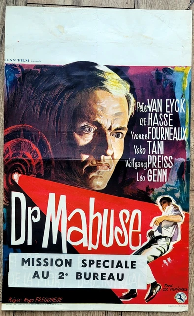 belgian poster espion DIE TODESSTRAHLEN DES DR MABUSE, PETER VAN EYCK, FREGONESE