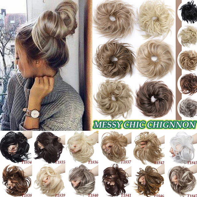 7" Thick Messy Bun Hair Piece Scrunchie Updo Wrap Hair Extension Real as Human