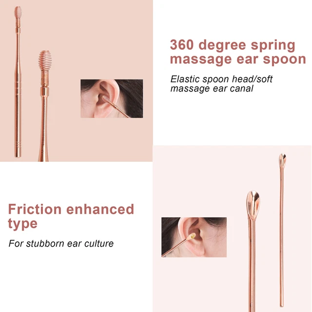 Kit removedor de cerumen cuchara de acero inoxidable cuchara de oreja cuchara escoba cera escoja cera limpia TPG