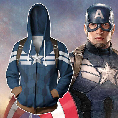 Avengers mossa finale Capitan America Felpa Con Cappuccio Felpa Pullover Maglia Cerniera Giacca Cappotto