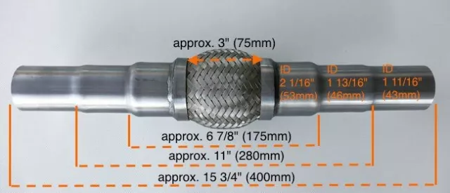50mm / 55 / 60 400mm Universal Flexrohr Flammrohr Auspuffrohr Rohr Kat  Auspuff